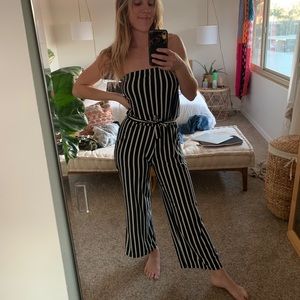 Strapless striped jumpsuit